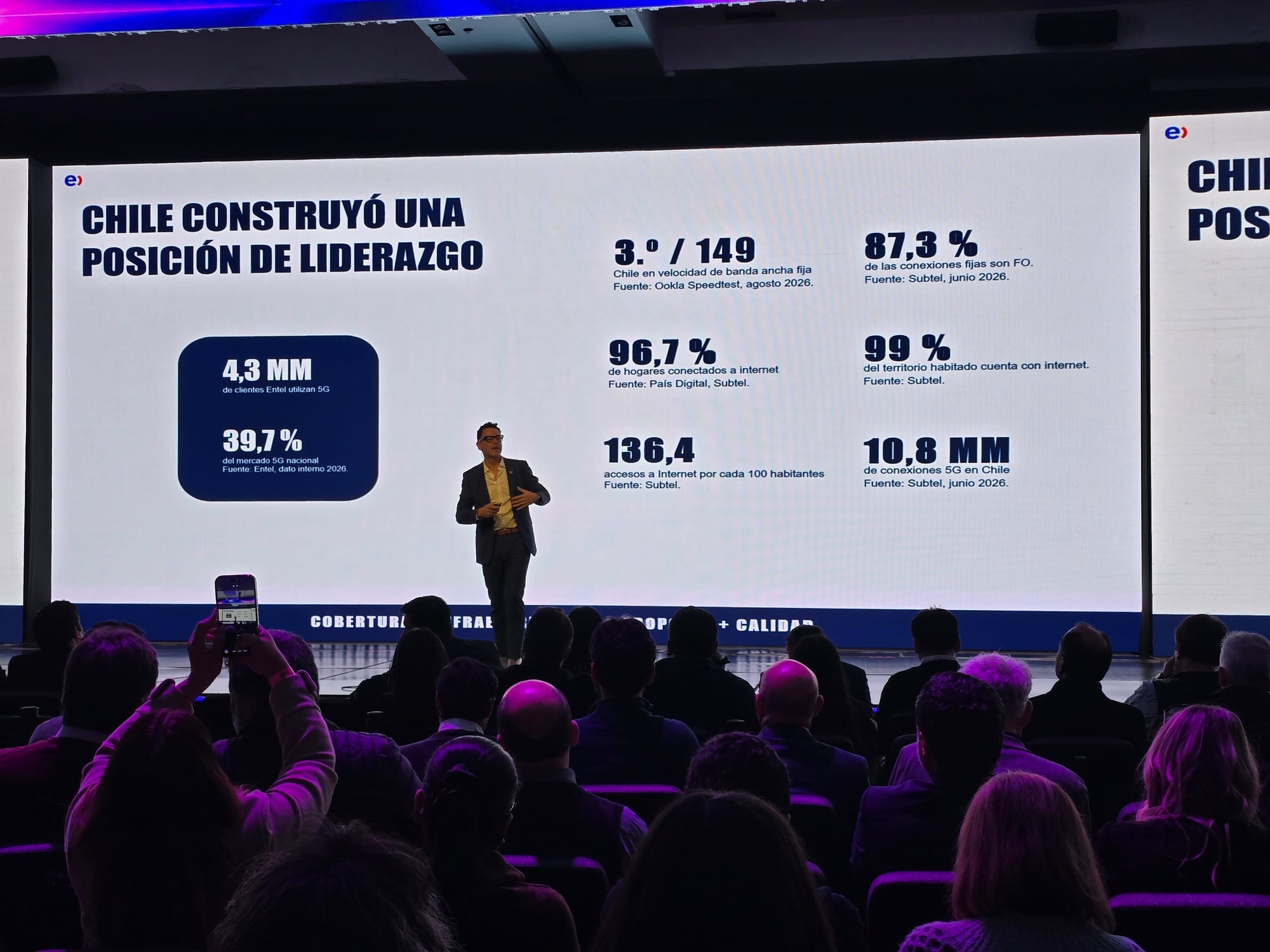 Lámina de Entel con indicadores de conectividad de Chile
