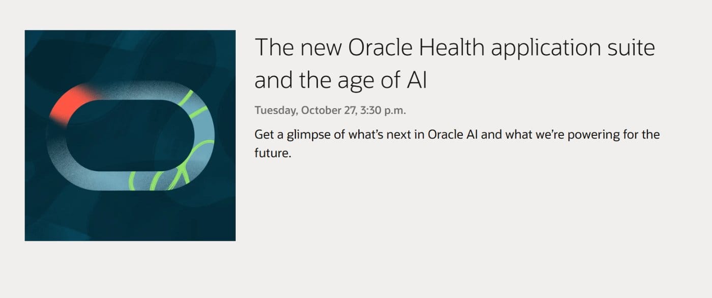 Sesión de Oracle Health en la agenda de Oracle AI World 2026