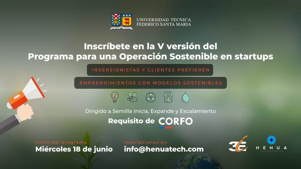 Instituto 3IE y Henua Technologies lanzan 5ta versión de programa para startups sostenibles