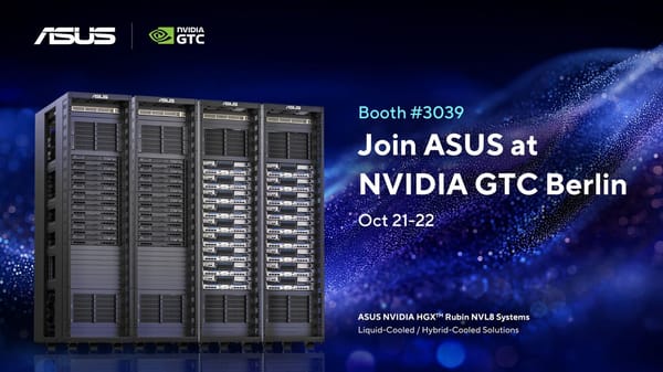 ASUS alista dos servidores NVIDIA HGX Rubin NVL8 para el cuarto trimestre de 2026